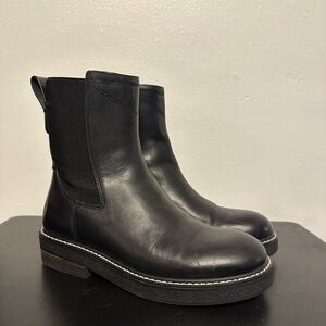 Black Leather Sarto Chelsea Boots